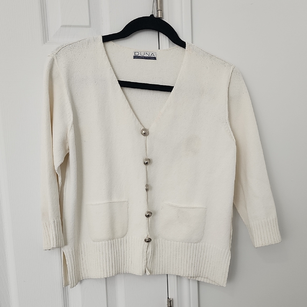 DUNA Handloomed In California Cream Cardigan